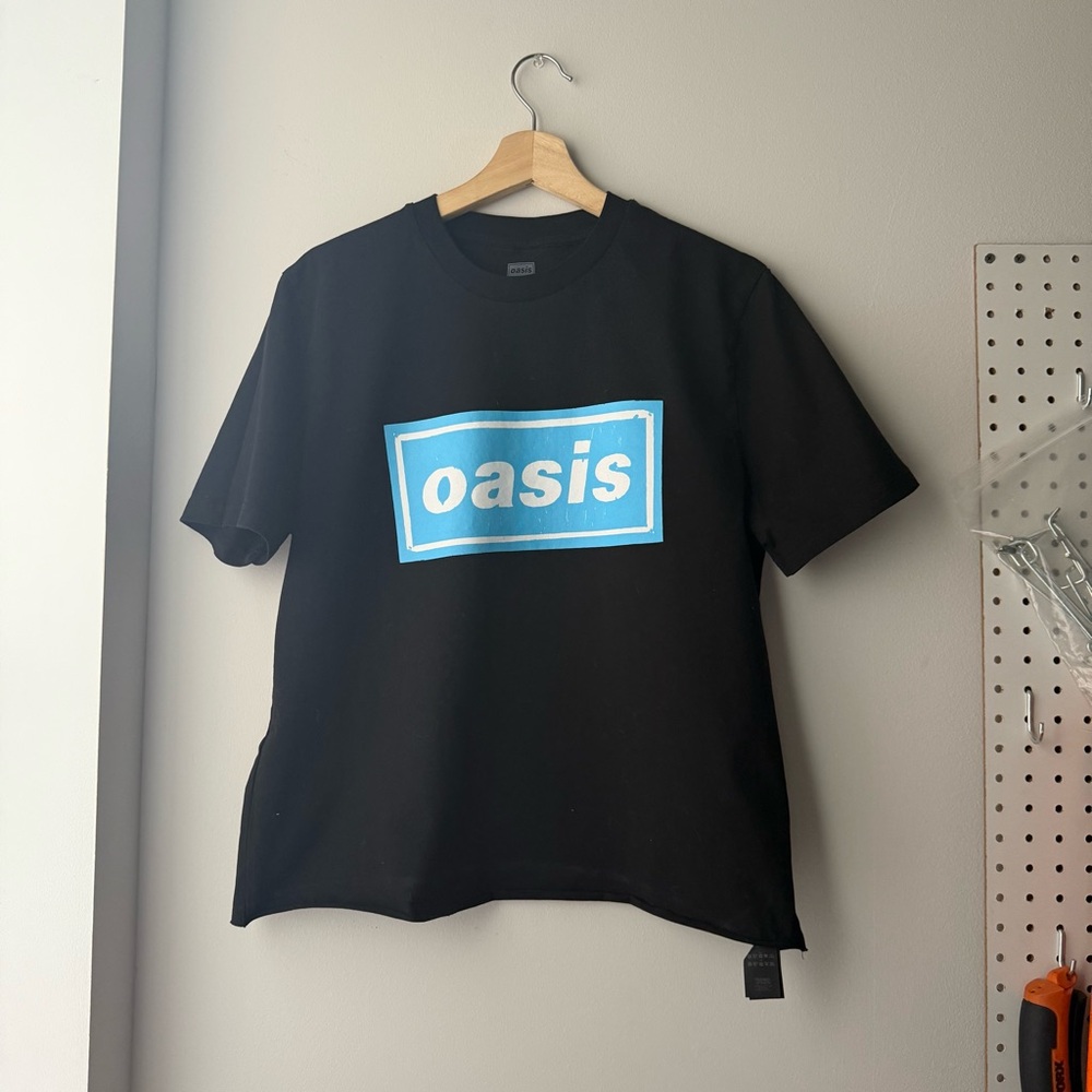 Oasis Black Tee with Blue Logo